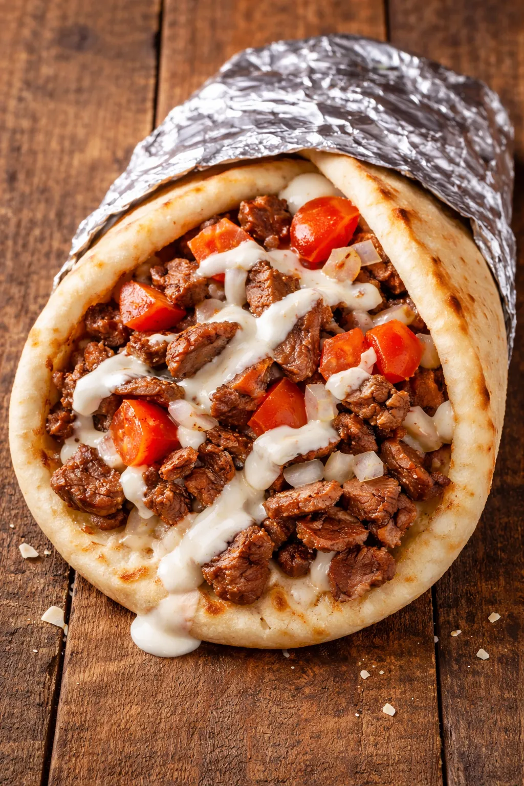 Classic Cheese Donair with sweet sauce at Atomic Pizza & Donair in Stony Plain, AB